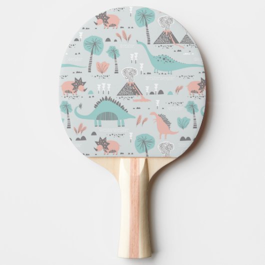 Cute Pastel Dinosaur Pattern Tafeltennisbatje (Voorkant)