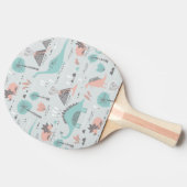 Cute Pastel Dinosaur Pattern Tafeltennisbatje (Zijkant)