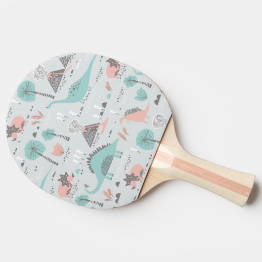 Cute Pastel Dinosaur Pattern Tafeltennisbatje (Zijkant)