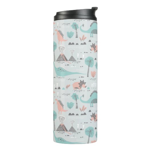 Cute Pastel Dinosaur Pattern Thermosbeker (Gedraaid links)