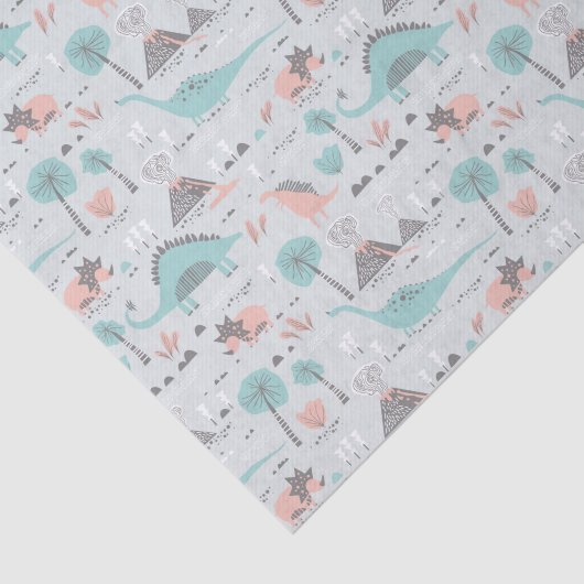 Cute Pastel Dinosaur Pattern Tissuepapier (Detail)
