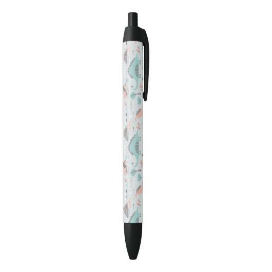 Cute Pastel Dinosaur Pattern Zwarte Inkt Pen (Achterkant (Verticaal))