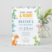 Cute Pastel Dinosaur Verjaardagsuitnodiging Dino T