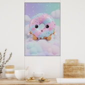 Cute Pastel Donut Character | Kawaii Dessert Art Poster (Keuken)