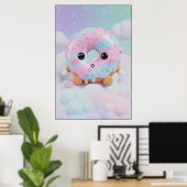 Cute Pastel Donut Character | Kawaii Dessert Art Poster (Thuiskantoor)