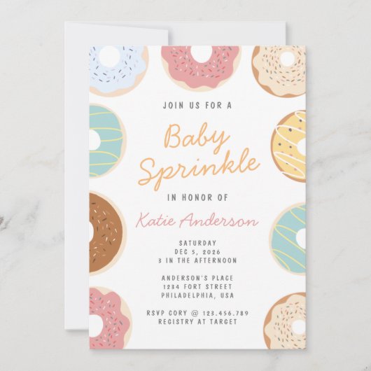 Cute Pastel Donuts Baby Sprinkle Kaart (Voorkant)