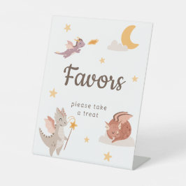 Cute Pastel Draak Kinderen Verjaardagsfeestje Favo Reclamebord Met Voetstuk