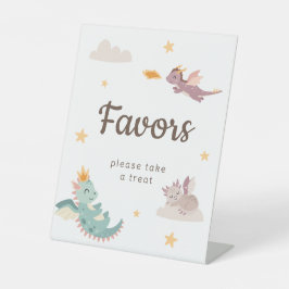 Cute Pastel Draak Kinderen Verjaardagsfeestje Favo Reclamebord Met Voetstuk