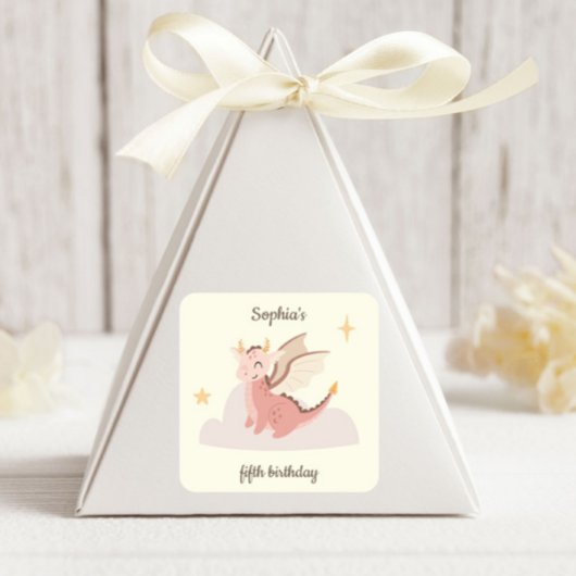Cute Pastel Draken Kinder Verjaardag  Vierkante Sticker