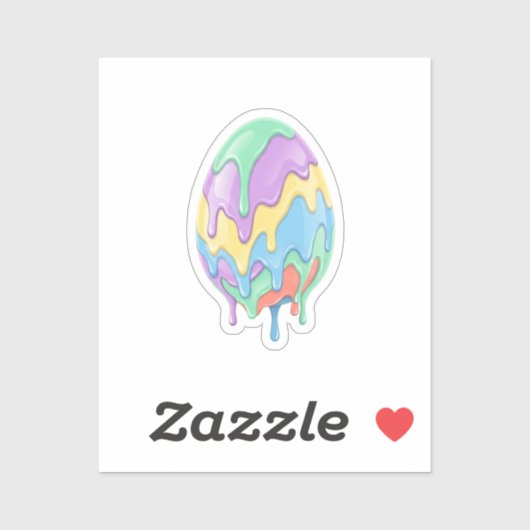 Cute Pastel Drip Art Easter Egg Modern  Sticker (Vel)