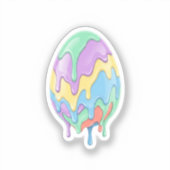 Cute Pastel Drip Art Pasen Ei Modern Sticker (Voorkant)