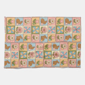 Cute Pastel Easter Bunny Flower Patchwork  Theedoek (Horizontaal)