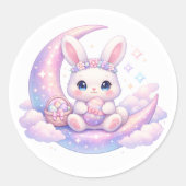 Cute Pastel Easter Bunny Sticker – Celestial Moon (Voorkant)