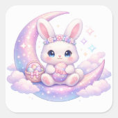 Cute Pastel Easter Bunny Sticker – Moon Aesthetic (Voorkant)