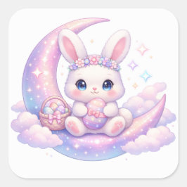 Cute Pastel Easter Bunny Sticker – Moon Aesthetic