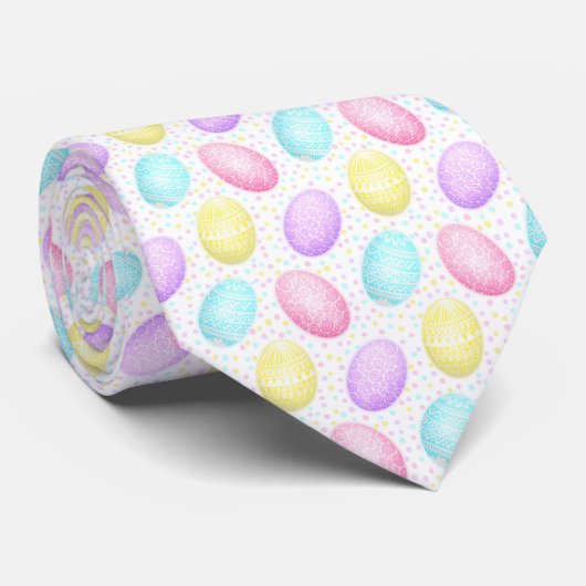 Cute Pastel Easter Egg Pattern Stropdas (Opgerold)