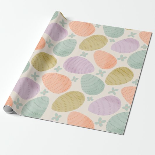 Cute Pastel Easter Egg Seamless Pattern Cadeaupapier (Uitgerold)