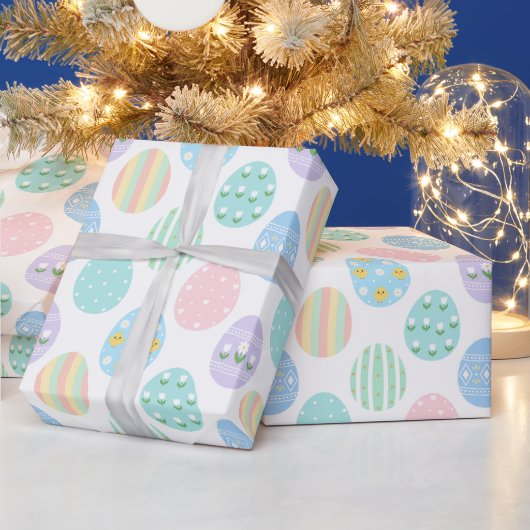 Cute Pastel Easter Eggs Pattern  Cadeaupapier (Feestdagen)