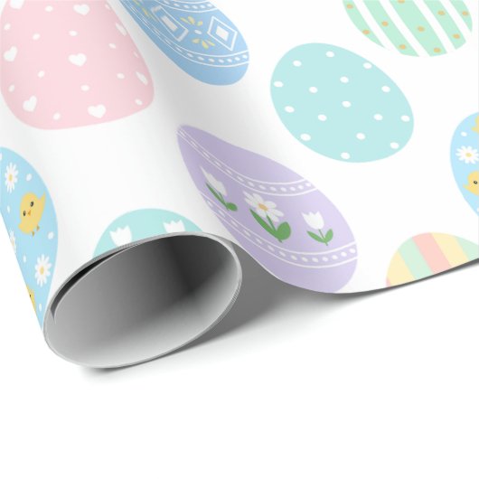 Cute Pastel Easter Eggs Pattern Cadeaupapier (Rol Hoek)