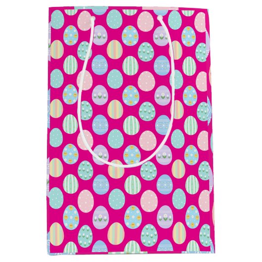 Cute Pastel Easter Eggs Pattern  Medium Cadeauzakje (Voorkant)
