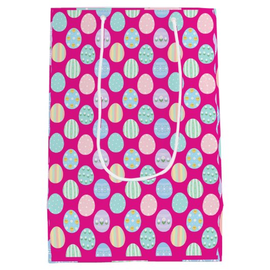 Cute Pastel Easter Eggs Pattern  Medium Cadeauzakje (Achterkant)