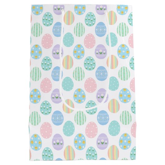 Cute Pastel Easter Eggs Pattern  Medium Cadeauzakje (Achterkant)