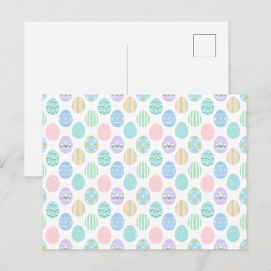 Cute Pastel Easter Eggs Pattern Uitnodiging Briefkaart (Voorkant / Achterkant)