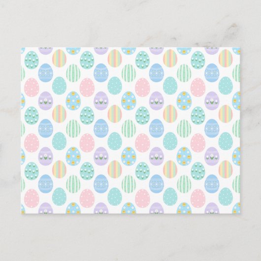 Cute Pastel Easter Eggs Pattern  Uitnodiging Briefkaart (Voorkant)