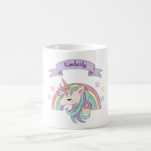 Cute Pastel Eenhoorn & Fonkelende Regenboog Aangep Koffiemok