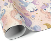 Cute Pastel Eenhoorn Inpakpapier (Rol Hoek)