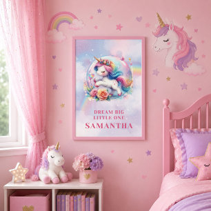 Cute Pastel Eenhoorn Magische Dag Meisje Verjaarda Poster