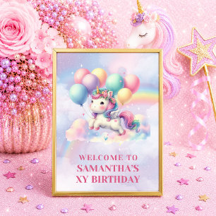 Cute Pastel Eenhoorn Meisje Verjaardag Magische We Poster