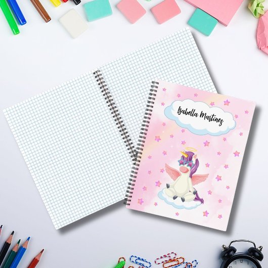 Cute Pastel Eenhoorn Met Roze Sterren voor Meisjes Notitieboek