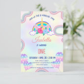 Cute pastel eenhoorns regenboog verjaardagsfeestje bedankkaart (Staand voorkant)