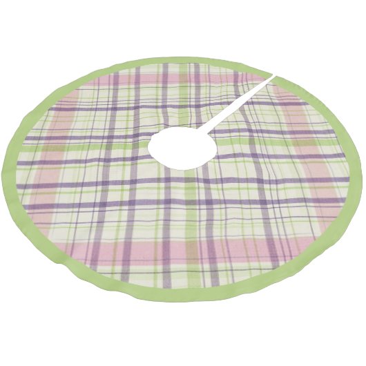 Cute Pastel Elegant Retro Tartan Patroon Kerstboom Rok (Gekanteld)