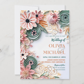 Cute Pastel Floral Wedal Lijst Paper Quilling Kaart