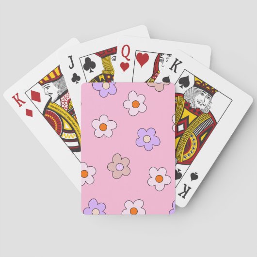 Cute Pastel Flower Pattern Pokerkaarten (Achterkant)