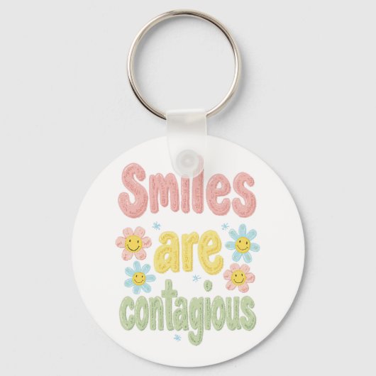 Cute Pastel Flower Smiles Are Contagious Sleutelhanger (Voorkant)