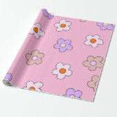 Cute Pastel Flower Wrapping Paper – Pink Floral  Cadeaupapier (Uitgerold)