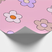 Cute Pastel Flower Wrapping Paper – Pink Floral  Cadeaupapier (Hoek)