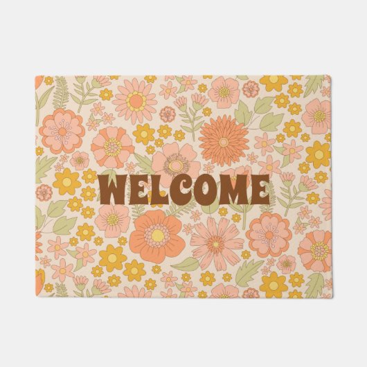 Cute Pastel Flowers Summer Floral Pattern Welkom Deurmat (Voorkant)