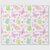 Cute Pastel Flying Butterflies Cadeaupapier (Vlak)