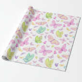 Cute Pastel Flying Butterflies Cadeaupapier (Uitgerold)