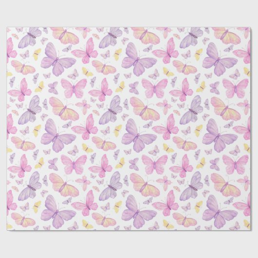 Cute Pastel Flying Butterflies Cadeaupapier (Vlak)