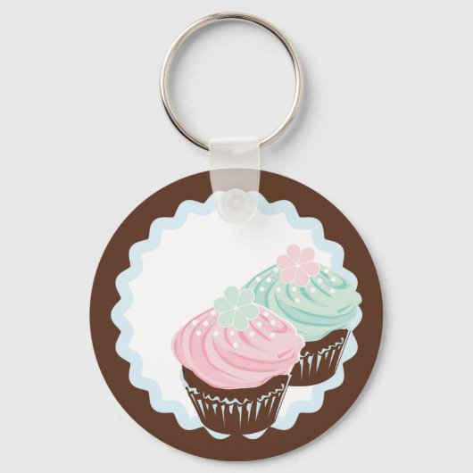 Cute Pastel Frosted Cupcakes Sleutelhanger (Voorkant)
