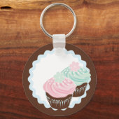 Cute Pastel Frosted Cupcakes Sleutelhanger (Voorkant)