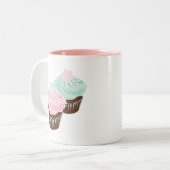 Cute Pastel Frosted Cupcakes Tweekleurige Koffiemok (Voorkant links)