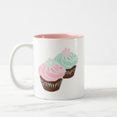 Cute Pastel Frosted Cupcakes Tweekleurige Koffiemok (Links)