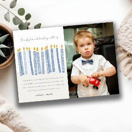 Cute Pastel Gele Blauwe Foto Verjaardagskaarsen Bedankkaart