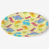 Cute Pastel Gele Uniseks Baby Dinosaur Verjaardag Papieren Bordje (Gekanteld)